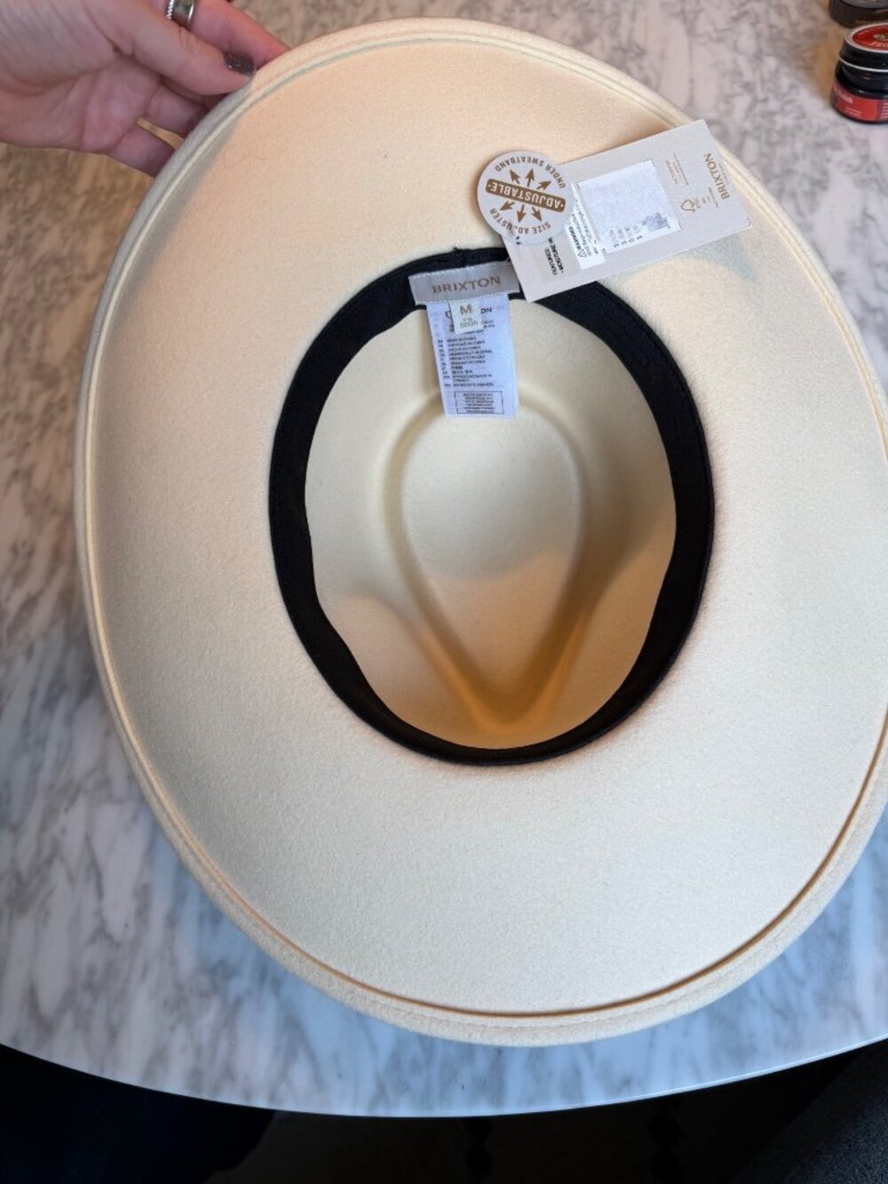 Brixton Eleanor Felt Packable Cream Wool Fedora Hat With Leather Band Size M 7 1 - Picture 8 of 10
